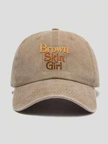 1顶男女通用“棕色皮肤女孩”复古水洗棒球帽，可调节帽带设计，适合通勤、娱乐、旅行、度假等场合。 - 多色 - 查看 2