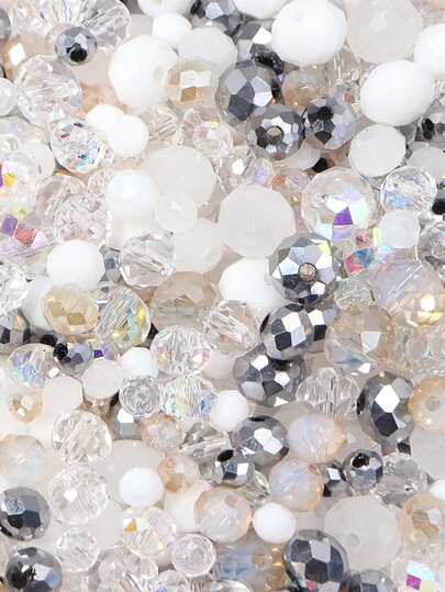 1 Pack White Glass Crystal Flat Beads, Random Shades Of White