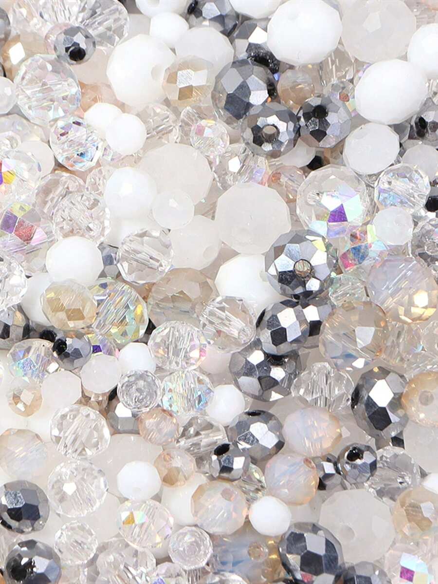 1 Pack White Glass Crystal Flat Beads, Random Shades Of White