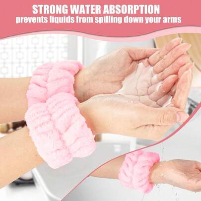 2pcs Wrist Bands For Washing Face, Microfiber Face Washing Wristbands, Arm Wrist Towels, Spa Face Wash Wristbands, Stretchy Absorbent Wash Band For Woman