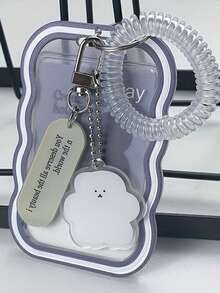 3pcs 2D Transparent Card Holders, Bus Card Holders, Gradient Wave Photo Card Holders, Cute Campus Card Holders - Comes With Adorable Charms & Bracelet - Perfect Holiday Gift - Multicolor - View 7