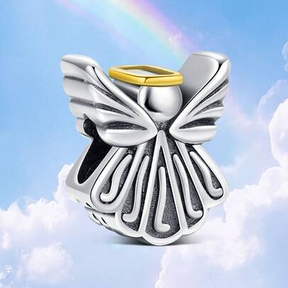 1个可爱天使翅膀串珠吊坠，轻巧便携，适合DIY手链饰品制作，日常佩戴，可作生日礼物、情人节礼物、婚礼季礼物、复活节礼物、母亲节礼物。