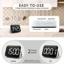 VOCOO LED Digital Timer, Battery Powered, 3 Placement Options, Adjustable Volume & Brightness, Large Easy-Read Display, Kitchen Count Up/Down 99 Min 59 Sec - Other - View 3