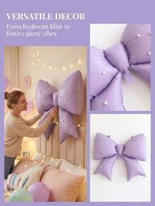 1 Set Of Pearl Bow Balloons, Including 1 Butterfly Balloon+24 Pearl Decorations+1 Pc Glue, Decorative Balloons, Party Atmosphere Decor, Scene Props, Suitable For Wedding Decor, Proposal, Date Photo Props, Indoor/Outdoor Decor, Bridal Shower, Birthday - Multicolor - View 3