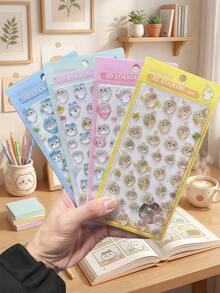 1pc Cute Cartoon 3D Sticker, Adorable DIY Phone Decor Sticker, Gift For Girls, Handmade Toy, Random Assorted Styles And Colors - Multicolor - View 7