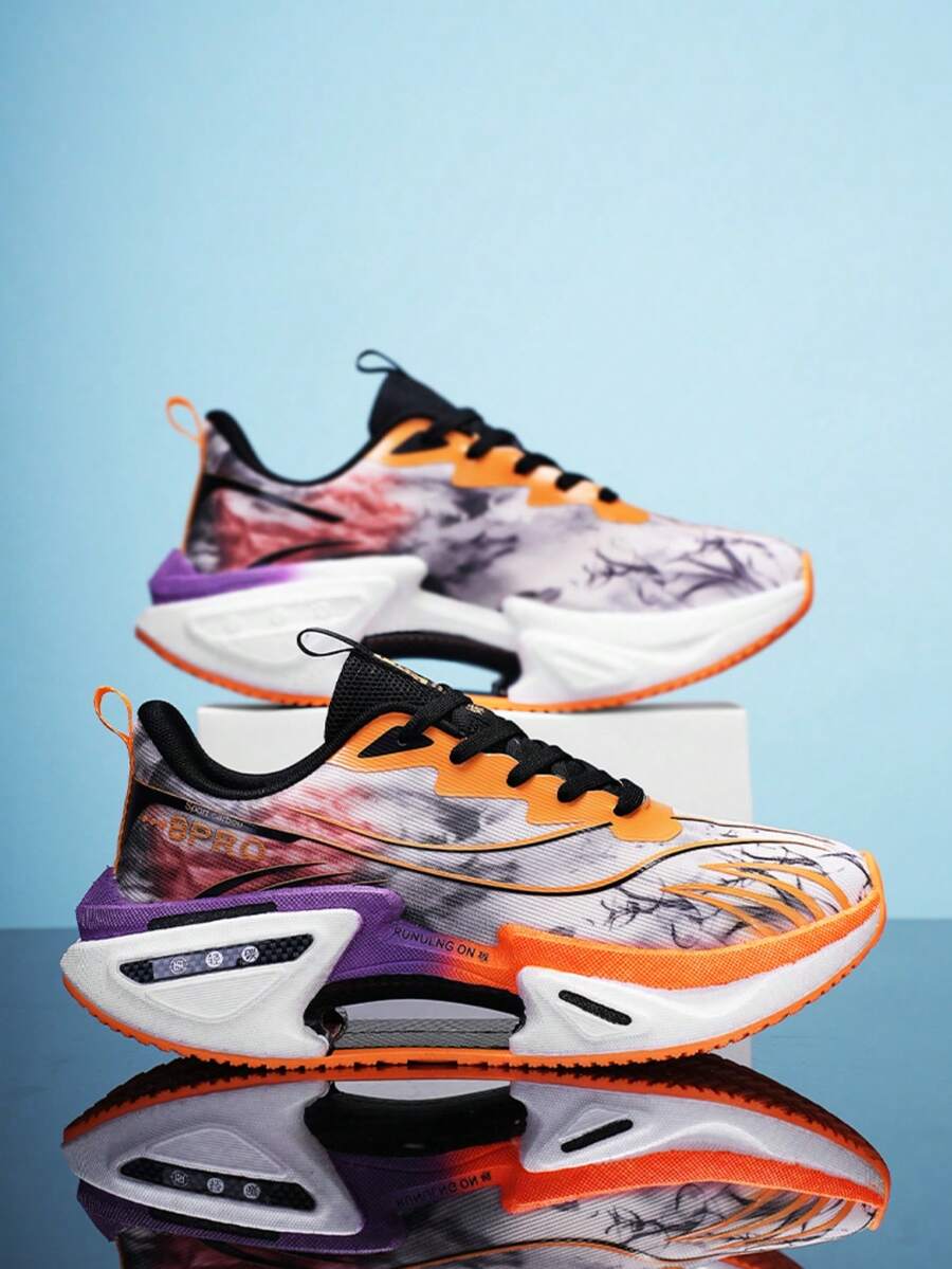 L.S.W.P Professional Running Shoes, Featuring Carbon Plate Technology, Lightweight & Cushioned, Non-Slip Rubber Outsole, Breathable White & Purple Gradient, High-Performance, Suitable For Fitness Training, Unisex All Season - Nezha - View 1