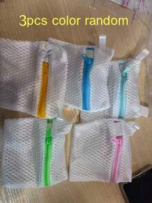1-3 piezas Bolsa de jabón de lavandería multiusos de colores aleatorios - Bolsa de malla reutilizable con cierre de cremallera, compatible con cuentas de especias, lavable a máquina, adecuada para prendas delicadas y artículos pequeños, bolsa de lavandería en múltiples colores, bolsa de lavandería de malla de poliéster gruesa, mini lavadora dedicada de uso múltiple, minimalista moderno, bolsa de lavandería plegable y fácil de almacenar - Multicolor - Ver 13