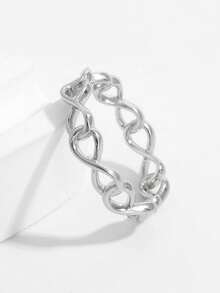 1pc Elegant Creative Generous Fashion 925 Sterling Silver Full Circle Infinity Symbol Design Plain Band Ring, Charming Gift For Women - Silver - View 3
