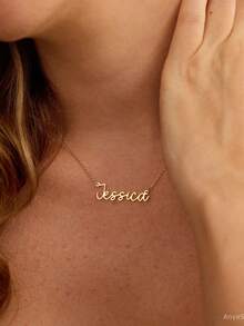 1 Stück personalisierte [Kundenname] Damenkette, Edelstahl Schmuck, Damenkette, Damenschmuck, minimalistisches Geschenk, geeignet für den Alltag und festliche Anlässe, geeignet als Jahrestags- oder Geburtstagsgeschenk für die Freundin, Valentinstag Geschenk, Ramadan, Eid Al-Fitr, Geburtstag Geschenk, Jahrestags Geschenk, St. Peter's Park Feiertags Geschenk, Muttertags Geschenk für Mama, personalisiertes Kundengeschenk - Verschiedenfarbig - Übersicht 5