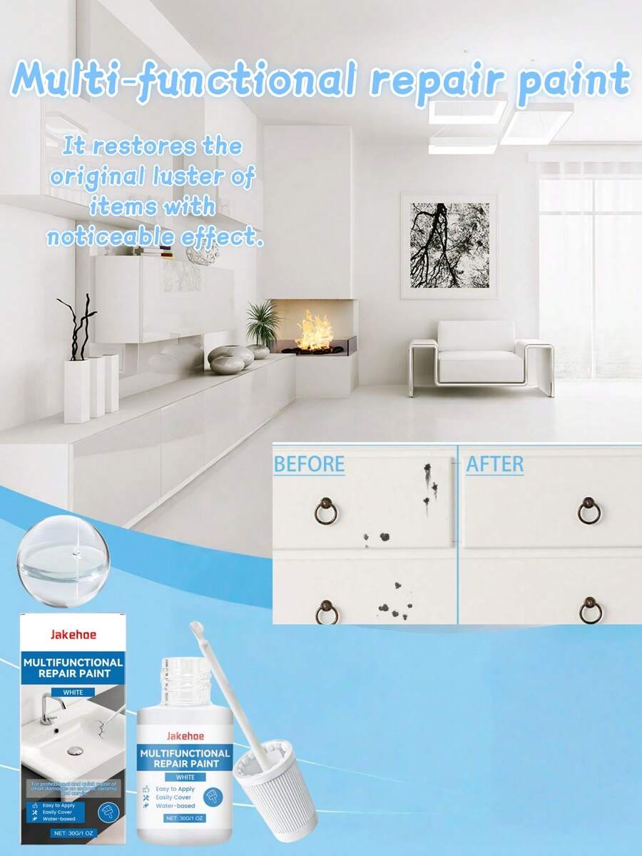多用途修补漆，防水浴室翻新漆，划痕和缺陷遮盖漆，墙面多功能漆 - A - 查看 1
