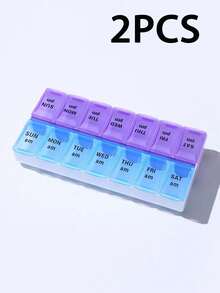 三合一14格每日药盒，便携式每周旅行药盒，口袋药盒，钱包式药盒，可收纳维生素、鱼油等，分格设计，防潮药片储存盒，适合随身携带 - 彩色 - 查看 13