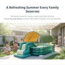 Piscina inflable de verano para adultos, para fiestas familiares, al aire libre, con tobogán colgante - Verde - Ver 5