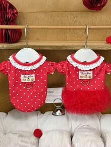1pc Spring/Summer New Pet Princess Dress, Red Polka Dot Dog/Cat Princess Tulle Dress, Comfortable Versatile Pet Vest, Suitable For Poodle, Teddy, Maltese, Chihuahua And Other Medium/Small Pets For Daily Wear, Party, Home, Outdoor - Multicolor - View 12