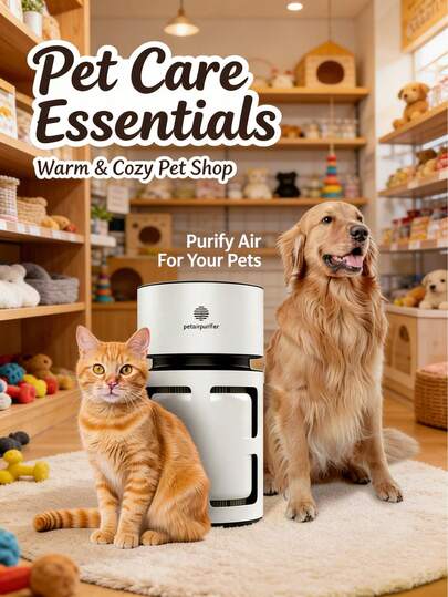 White Black Pet Air Purifier For Pet Hair Dander Odors, Tool-Free Filter Change Air Cleaner For Cat Litter Box Dog Grooming Station, Ideal For Spring Allergy Season Multi-Pet Household Small Apartment Bedroom