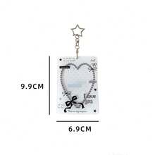 1pc Heart Hollow Hanging Card Holder 3 Inch, Idol Fan Card Display Case, Student Mini Card Wallet - Heart-shaped Cutout Card Holder - View 5