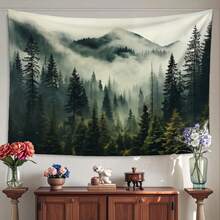 Pine Tapestry Foggy Forest Tapestry, Nature Tapestry, Livingroom Wall Art, Large Wall Tapestry, Home Decor Tapestry - Multicolor - View 7