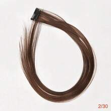 1pc Heat-Resistant Synthetic Long Straight Hair Extension Clip-In, Y2K Style Highlighted Side-Swept Bangs Hair Piece - Multicolor - View 24