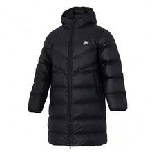 Nike Men's Sporty Casual Warm Mid-Length Hooded Down Jacket - Black - View 4