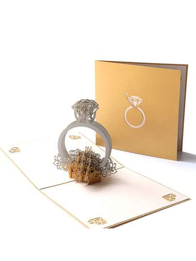 1pc Pop-Out Love Letter & Diamond Ring Wedding Card With Envelope - Push-Pop Card, Romantic Gesture Suitable For Weddings, Engagements