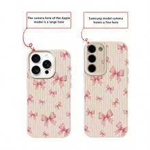 1个TPU材质粉色条纹蝴蝶结设计手机壳，适用于 17 Pro Max/17/16 Pro Max/15/13/12/11、S20 FE/A15/S24/A55、Note 11/Note 12/Note 13 Pro，全包防摔软保护壳 - 白色 - 查看 7