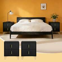 SoBuy Bedside Table With 2 Drawers For A Spring Mattress Bed, Side Table, Telephone Table, Nightstand, W X H X D: 40 X 47 X 40 Cm FBT115 - Black X2 - View 9