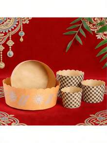 100个加厚涂层纸杯蛋糕托，蛋糕衬垫，纸杯，格子蛋糕托，纸杯蛋糕衬垫，适用于婚礼、甜点、派对 - 彩色 - 查看 2