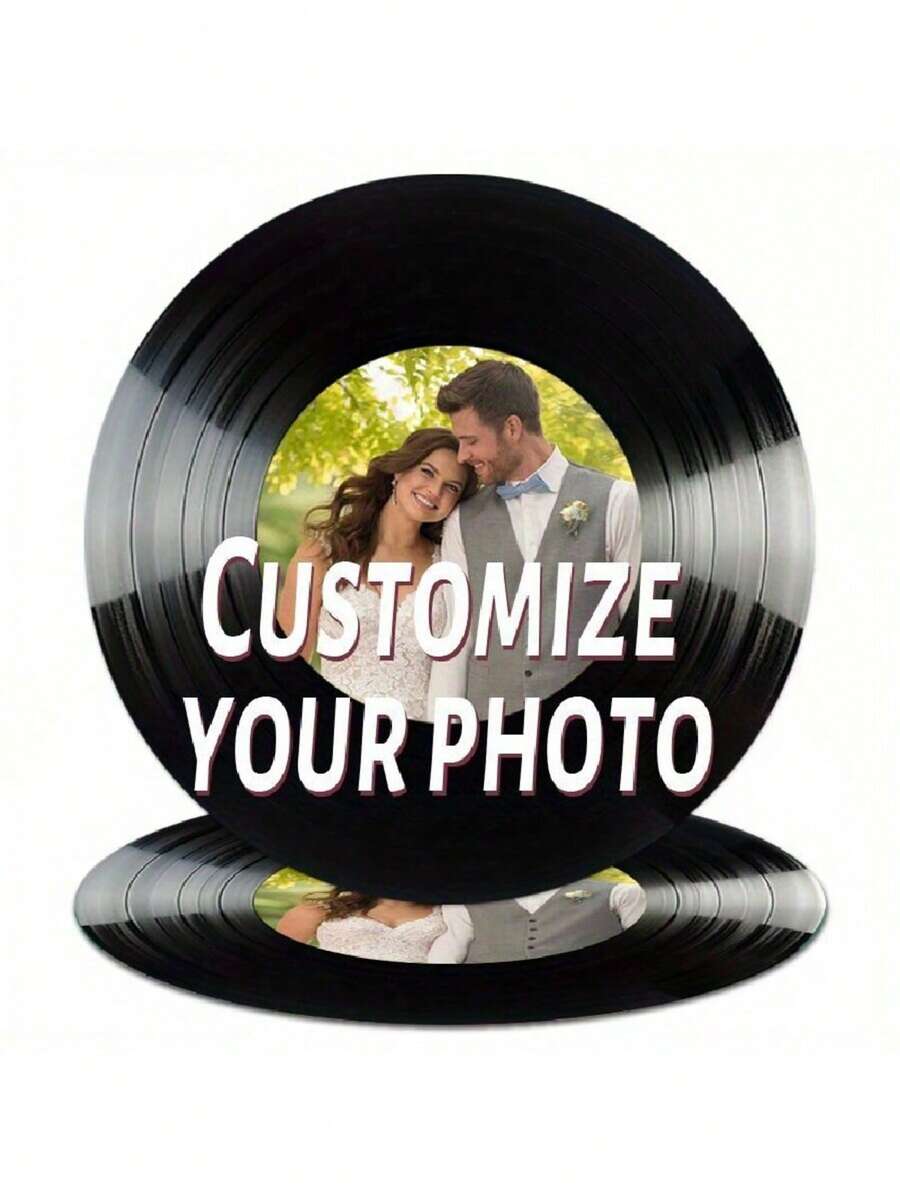 Customized Photo Acrylic Coaster, Personalized Vinyl Record Design, Ideal For Home And Desk Decor, No Battery Required, No Feather, Suitable As Housewarming, Birthday, Christmas, Easter, Thanksgiving, Valentine's Day Gifts, Can Also Be Used As A Water Coaster - 10*10cm Round Coaster - View 1