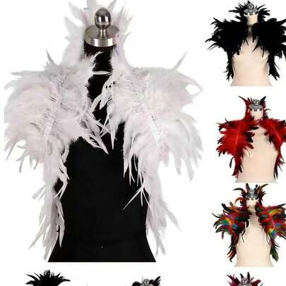 1 Piece Of Artificial Animal Feather Crow Collar Bib Decorative Shawl. This Romantic, Bold, And Passionate Bustier Shawl Is Perfect For Carnival Photo Props, Cosplay Costumes, Parties, And Festive Performance Props. Our Creative Design Is Sure To Make You More Eye-Catching And Impressive. Suitable For Cosplay, Performances, Masquerade Balls, And Other Events, It's Great For Imaginative Play, Role-Playing Games, And Dressing-Up Activities.