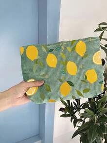 Bolsa de maquillaje con estampado de limón, bolsa de almacenamiento de artículos de tocador para viajes, adecuada para entusiastas de la belleza, hermanas, estudiantes, adultos, amigos, patrón aleatorio - Multicolor - Ver 9