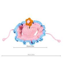 Cute Handmade Crochet Pet Hat & Bib Set, Adjustable Knitted Sun Hat + Saliva Towel, Soft Breathable Pet Outfit For Small Dogs Cats, Puppy Kitten Accessory For Outdoor - Multicolor - View 3