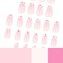 24 móng tay giả kiểu Pháp ngắn, hình tròn tối giản + 1 gel dán + 1 dụng cụ mài móng - Nhiều màu - Xem 2