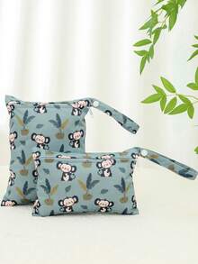 2pcs Cute & Fashionable Pattern Baby Diaper Wet Dry Bag/Storage Bag, Suitable For Baby Shower, Home Decor And Gifts - Multicolor - View 10