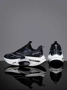 L.S.W.P Professional Running Shoes, Featuring Carbon Plate Technology, Lightweight & Cushioned, Non-Slip Rubber Outsole, Breathable White & Purple Gradient, High-Performance, Suitable For Fitness Training, Unisex All Season - Black - View 4
