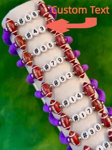 Personalized Sports Team Bracelet, Customized Football Number & Name Bracelet, Volleyball, Basketball, Softball Text Bracelet, Ideal Mother's Exclusive Beaded Bracelet, Bridesmaid Gift And Birthday/Anniversary Customized Jewelry - Violet Purple - View 1