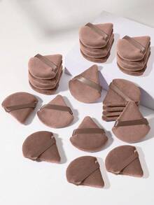 4/2/1pcs Triangle Makeup Sponge Set, Soft Powder Puff For Loose Powder, Face Setting, Body Powder, Blush, Foundation Blending, Cosmetic Beauty Tools - Brown - View 1