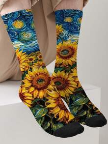 母亲节主题360度印花单双装袜子——新颖艺术插画袜子，时尚百搭的男女通用街头服饰，潮流达人和艺术青年的完美之选 - 彩色 - 查看 14