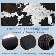 1pc Cowhide Print Large Gaming Mouse Pad,Western Style Extended Desk Mat,Office Desk Accessories Non-Slip Stitched Edge Computer Mat,Rubber Base Laptop Keyboard Pad For Home Office & Gamer,Durable And Spill-Resistant - View 8