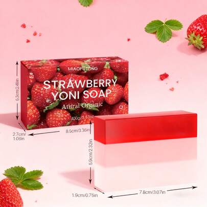 Strawberry Essential Oil Handmade Soap, Brightening Foam Facial Cleansing Soap, Household Bath Soap For Daily Body Cleansing And Care