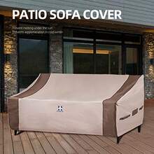 HAMLER - Funda para sofá de patio 3 plazas resistente al agua traje de sofá de dos plazas rejillas de ventilación y asas se adapta a hasta 70 pulgadas de ancho x 38 pulgadas de profundidad x 24 - Marrón y beige - Ver 7