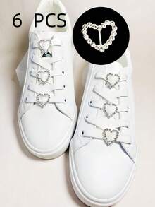 6pcs Fashionable Rhinestone Studded Pentagram & Round Shaped Alloy DIY Shoe Decorations - Multicolor - View 1