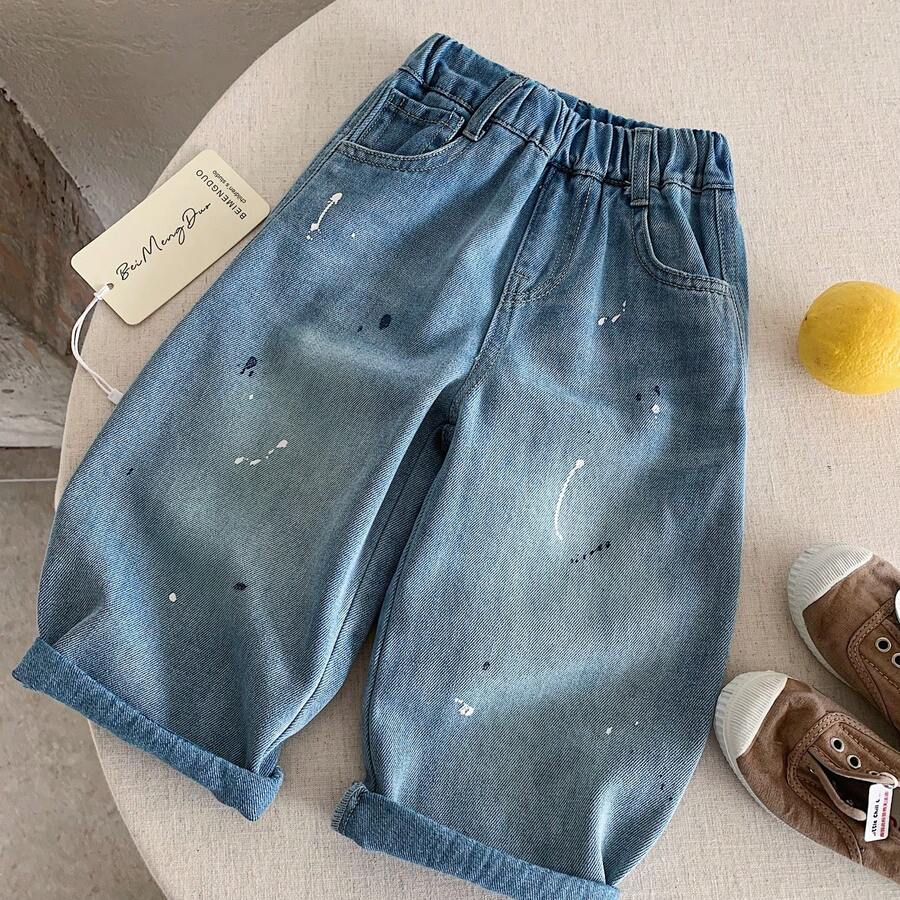 Quần jean denim rách thời trang thường ngày mới dành cho bé trai mùa xuân 2026 - Màu xanh lam - Xem 1