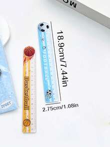 1pc Creative Acrylic Ruler Set, Includes Acrylic Football & Basketball Rulers And Keychain, Suitable For Students - Single Piece - View 2