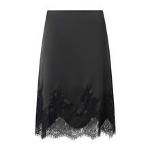 Women Satin Lace Trim Midi Skirt Polka Dot Print High Waist Long A-Line Skirts Vintage Silk Going Out Dress Y2k Streetwear Party Clubwear - 迷你黑 - 查看 5