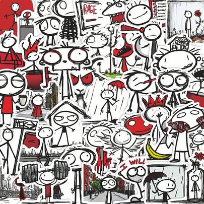 50 Pieces Of Hand-Drawn Line Graffiti Stickers - Waterproof Vinyl, Suitable For Laptops, Water Bottles, Notebooks, Suitcases, Etc. - Cute Cartoon DIY Scrapbook Gift Scrapbook Supplies Stationery Funny Stickers Kindle