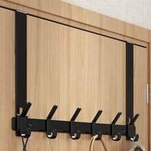 1pc Easy-To-Install Door Storage Rack With Tray, Multi-Functional Metal Hooks, Door Hooks, No-Drill, Wall-Mounted, Bedroom Clothes Rack, Entrance Door Rack, Door-Back Storage Rack, Suitable For Bedroom, Bathroom, And Kitchen Organization - Nhiều màu - Xem 3