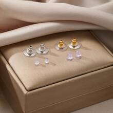 620 piezas Juego de respaldos de pendientes de silicona - Hipoalergénicos, respaldos de pendientes de clip y de botón transparentes, incluye 4 estilos - R30 - Ver 4