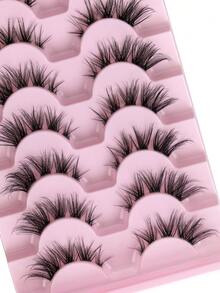 Hinarin 7 Pairs Cat Eye Faux Mink Eyelashes Invisible Strap Eyelashes Cross Style Fluffy Wispy Extended Natural False Eyelashes Easy To Apply For Beginners Reusable Strip Lashes Lashes Eyelashes Fake Lashes - Black - View 4