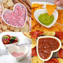 Bộ 6 bát nhỏ bằng gốm trắng hình trái tim, thích hợp đựng nước tương, tương cà, trái cây, đồ ăn nhẹ, đồ nướng, quà tặng ngày Valentine, đám cưới, Giáng sinh. - Bộ 6 cái - Xem 7