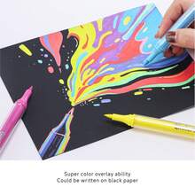 Juego de rotuladores acrílicos, punta de pincel de nailon suave, ancho de línea de 0.7-5 mm para perfilar y colorear, colores ricos, talla grande creativos, pigmentación fuerte, resistente a manchas, alta cobertura adecuada para manualidades y creación artística - marcadores - Ver 10