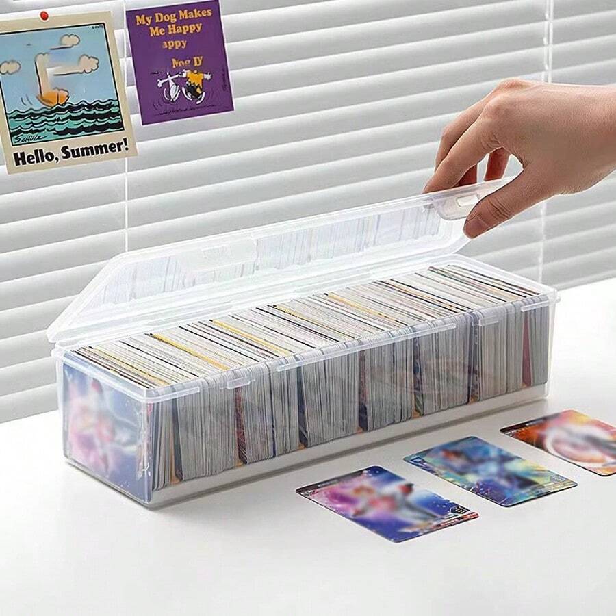 750pcs Plastic Trading Card Storage Box, Game Card Case - Transparent - View 1
